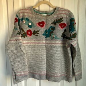 Sundance Wool Blend Floral Sweater. Pastel Colors. Size XL